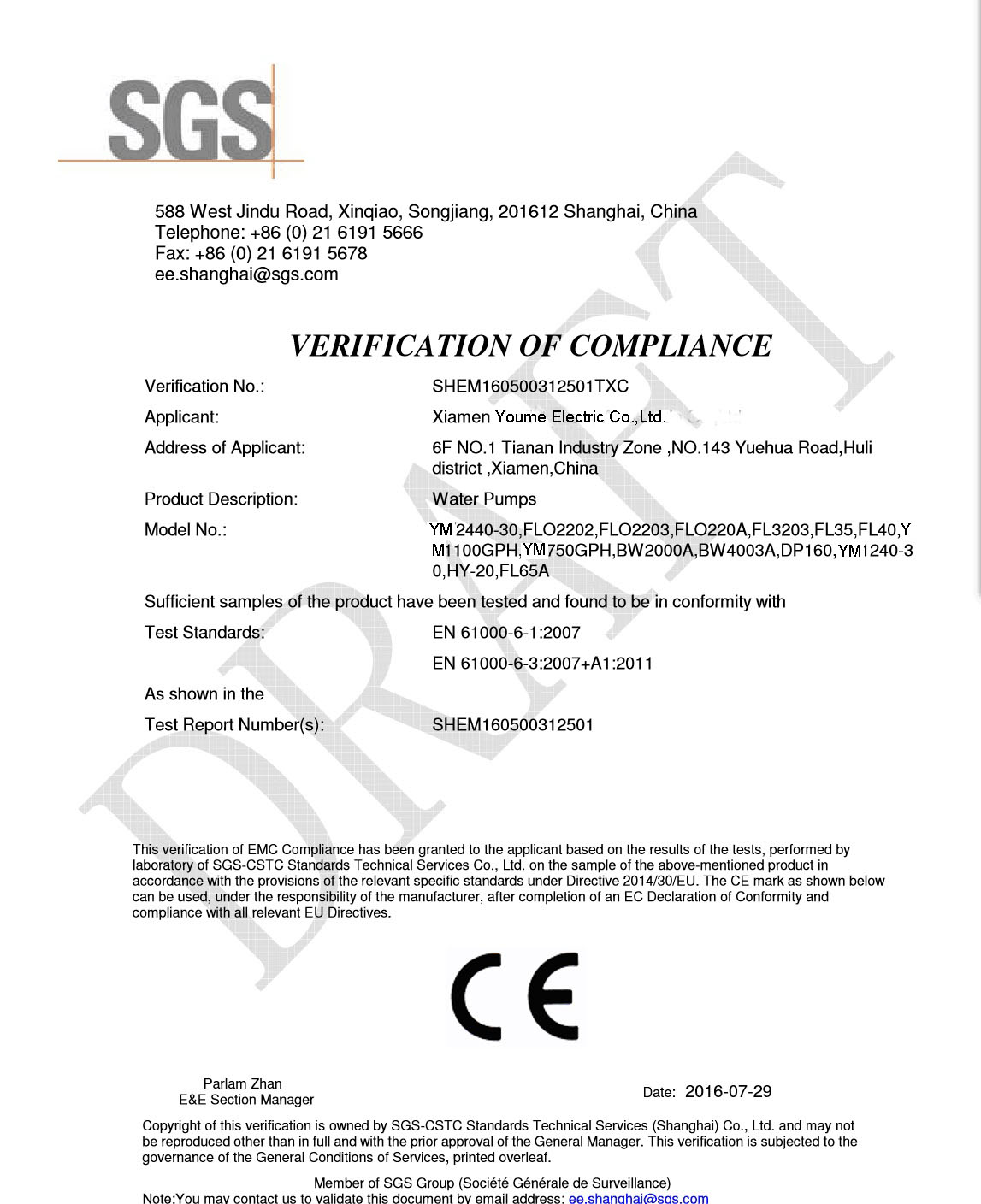 Obter certificado CE / RoHs pela SGS